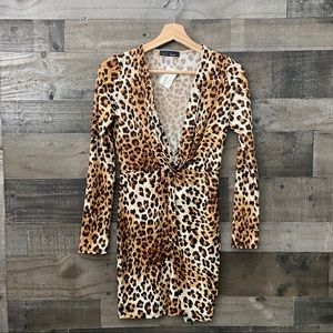 NWT Blue Blush Leopard Long Sleeve Bodycon
